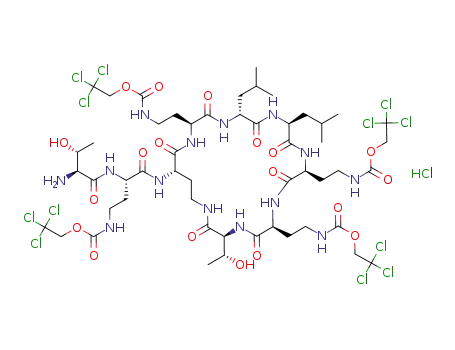 Molecular Structure of 1013028-78-8 (tetrakis(N<sup>γ</sup>-trichloroethoxycarbonyl)colistin (2-10) hydrochloride)