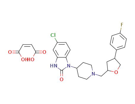 1-[1-(4-(4-fluorophenyl)-tetrahydro-2-furylmethyl)-4-piperidyl]-5-chloro-benzimidazolin-2-one maleate