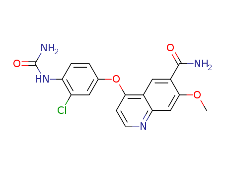 417719-51-8,4-(3-Chloro-4-(aminocarbonyl)aminophenoxy)-7-methoxy-6-quinolinecarboxamide,4-(3-Chloro-4-(aminocarbonyl)aminophenoxy)-7-methoxy-6-quinolinecarboxamide
