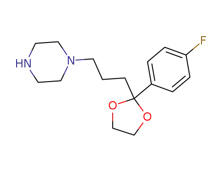 Molecular Structure of 55846-41-8 (1-(3-[2-(4-Fluorophenyl)-[1,3]dioxolan-2-yl]propyl)piperazine)