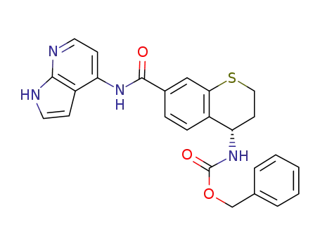 Molecular Structure of 361370-30-1 ((S)-4-(benzyloxycarbonylamino)-N-(1H-pyrrolo[2,3-b]pyridin-4-yl)thiochromane-7-carboxamide)