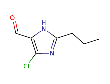 Molecular Structure of 124750-49-8 (1H-Imidazole-4-carboxaldehyde, 5-chloro-2-propyl-)