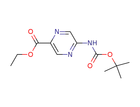 Molecular Structure of 177759-80-7 (5-TERT-BUTOXYCARBONYLAMINO-PYRAZINE-2-CARBOXYLIC ACID ETHYL ESTER)