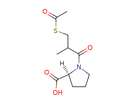 Molecular Structure of 64805-62-5 (D-(S)-3-acetylthio-2-methylpropionylL-proline)