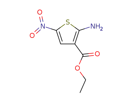 Molecular Structure of 42783-04-0 (2-AMINO-3-ETHOXYCARBONYL-5-NITROTHIOPHENE)