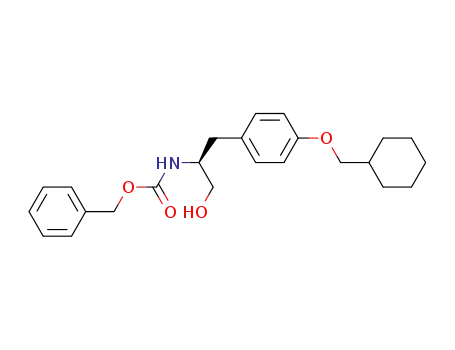 Molecular Structure of 611209-92-8 (Carbamic acid,
[(1S)-2-[4-(cyclohexylmethoxy)phenyl]-1-(hydroxymethyl)ethyl]-,
phenylmethyl ester)