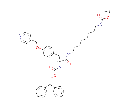 Molecular Structure of 395063-10-2 (16-Oxa-2,5,14-triazaoctadecanoic acid,
17,17-dimethyl-4,15-dioxo-3-[[4-(4-pyridinylmethoxy)phenyl]methyl]-,
9H-fluoren-9-ylmethyl ester, (3S)-)