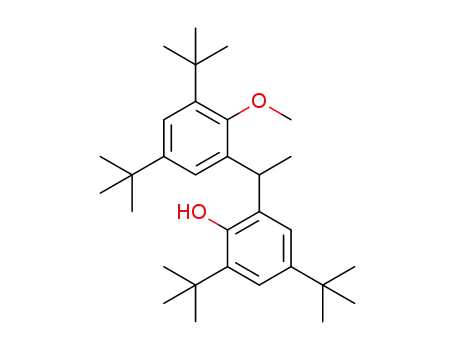 Molecular Structure of 1203204-44-7 (2,4-di-tert-butyl-6-(1-(3,5-di-tert-butyl-2-methoxyphenyl)ethyl)phenol)