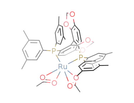 Molecular Structure of 944450-50-4 (Diacetato{(R)-(+)-5,5'-bis[di(3,5-xylyl)phosphino]-4,4'-bi-1,3-benzodioxole}ruthenium(II) Ru(OAc)2[(R)-dm-segphos])