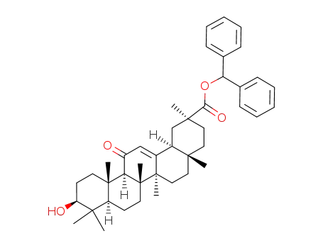Molecular Structure of 441759-67-7 ((3β,18α,20β)-3-hydroxy-11-oxoolean-12-en-29-oic acid diphenylmethyl ester)