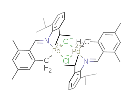 Molecular Structure of 845783-87-1 ([Pd(Cl)(kappa.2N,C-(2,6-diisopropylphenyl)(2,4,6-trimethylbenzylidene)amine(-1H))]2)