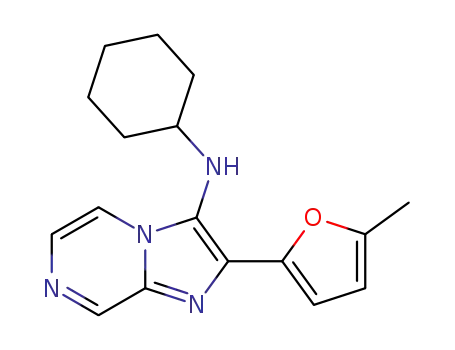 Molecular Structure of 879592-50-4 (N-cyclohexyl-2-(5-methylfuran-2-yl)imidazo[1,2-a]pyrazin-3-amine)