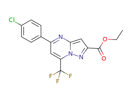 Molecular Structure of 348146-97-4 (ethyl 5-(4-chlorophenyl)-7-(trifluoromethyl)pyrazolo[1,5-a]pyrimidine-2-carboxylate)