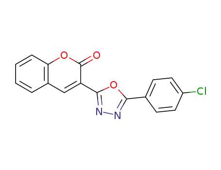 Molecular Structure of 142818-78-8 (2H-1-Benzopyran-2-one, 3-[5-(4-chlorophenyl)-1,3,4-oxadiazol-2-yl]-)
