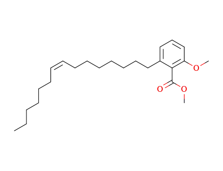 Molecular Structure of 120826-74-6 (Benzoic acid, 2-methoxy-6-(8-pentadecenyl)-, methyl ester, (Z)-)