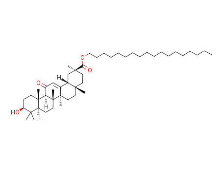 13832-70-7,Octadecyl 3-hydroxy-11-oxoolean-12-en-29-oate,Olean-12-en-30-oicacid, 3b-hydroxy-11-oxo-, octadecyl ester(8CI); CO-Grhetinol; Octadecyl glycyrrhetinate; Stearyl glycyrrhetate; Stearylglycyrrhetinate; n-Octadecyl glycyrrhetinate; a-Glycyrrhetinic acid stearyl ester