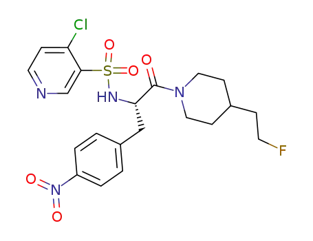 Molecular Structure of 221624-33-5 (4-Chloro-pyridine-3-sulfonic acid [(S)-2-[4-(2-fluoro-ethyl)-piperidin-1-yl]-1-(4-nitro-benzyl)-2-oxo-ethyl]-amide)
