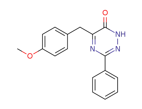Molecular Structure of 15046-29-4 (1,2,4-Triazin-6(1H)-one, 5-[(4-methoxyphenyl)methyl]-3-phenyl-)