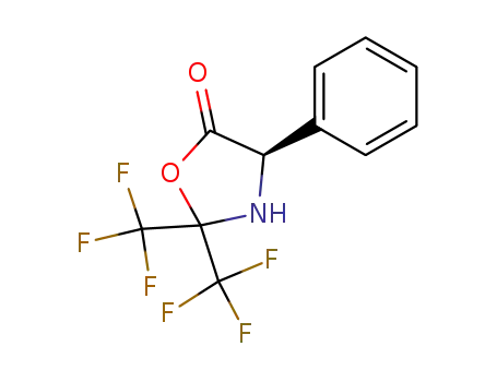 Molecular Structure of 202273-33-4 ((R)-4-Phenyl-2,2-bis-trifluoromethyl-oxazolidin-5-one)