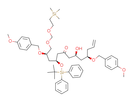 Molecular Structure of 194294-71-8 ((2R,4S,8S,10R)-4-(tert-Butyl-diphenyl-silanyloxy)-8-hydroxy-2,10-bis-(4-methoxy-benzyloxy)-1-(2-trimethylsilanyl-ethoxymethoxy)-tridec-12-en-6-one)