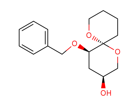 Molecular Structure of 191659-89-9 (1,7-Dioxaspiro5.5undecan-3-ol, 5-(phenylmethoxy)-, (3.alpha.,5.alpha.,6.beta.)-)