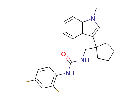 Molecular Structure of 145131-17-5 (1-(2,4-difluorophenyl)-3-{[1-(1-methyl-1H-indol-3-yl)cyclopentyl]methyl}urea)