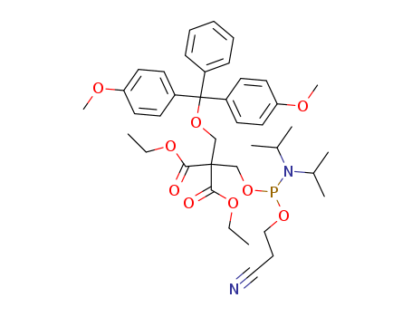 Propanedioic acid,[[bis(4-methoxyphenyl)phenylmethoxy]methyl][[[[bis(1-methylethyl)amino](2-cyanoethoxy)phosphino]oxy]methyl]-, diethyl ester