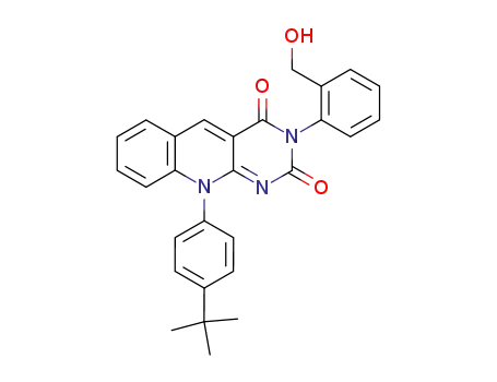 Molecular Structure of 161744-29-2 (Pyrimido[4,5-b]quinoline-2,4(3H,10H)-dione,
10-[4-(1,1-dimethylethyl)phenyl]-3-[2-(hydroxymethyl)phenyl]-, (S)-)