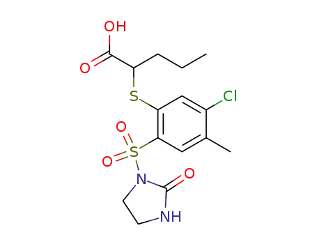Molecular Structure of 168698-63-3 (2-[5-Chloro-4-methyl-2-(2-oxo-imidazolidine-1-sulfonyl)-phenylsulfanyl]-pentanoic acid)