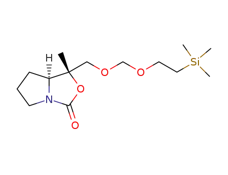 Molecular Structure of 123190-87-4 ((1R,7aS)-tetrahydro-1-methyl-1-<<2-(trimethylsilyl)ethoxy>methoxy>methyl-1H,3H-pyrrolo<1,2-c>oxazol-3-one)