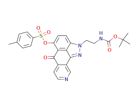 Molecular Structure of 156090-04-9 (2-[2-(N-tert-butoxycarbonylamino)ethyl]-5-(p-toluenesulfonyloxy)-isoquino[8,7,6-cd]indazole-6(2H)-one)
