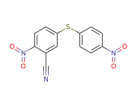 Molecular Structure of 101513-38-6 (Benzonitrile, 2-nitro-5-[(4-nitrophenyl)thio]-)