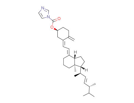 Molecular Structure of 286949-85-7 (Imidazole-1-carboxylic acid (S)-4-methylene-3-[2-[(1R,3aS,7aR)-7a-methyl-1-((E)-(1R,4R)-1,4,5-trimethyl-hex-2-enyl)-octahydro-inden-(4E)-ylidene]-eth-(Z)-ylidene]-cyclohexyl ester)