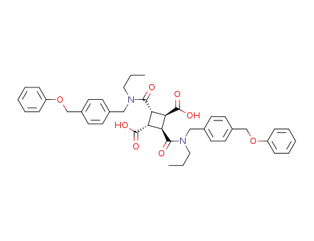 Molecular Structure of 171349-23-8 ((1α,2β,3β,4α)-1,3-Di[N-propyl-N-(4-phenoxymethylbenzyl)aminocarbonyl]-2,4-cyclobutanedicarboxylic acid)
