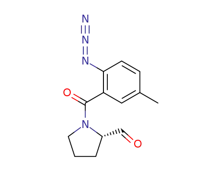 Molecular Structure of 182277-12-9 (2-Pyrrolidinecarboxaldehyde, 1-(2-azido-5-methylbenzoyl)-, (2S)-)