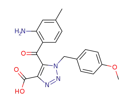 Molecular Structure of 170989-07-8 (5-(2-amino-4-methylbenzoyl)-1-(4-methoxybenzyl)-1,2,3-triazole-4-carboxylic acid)