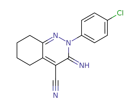 Molecular Structure of 596106-85-3 (4-Cinnolinecarbonitrile,
2-(4-chlorophenyl)-2,3,5,6,7,8-hexahydro-3-imino-)