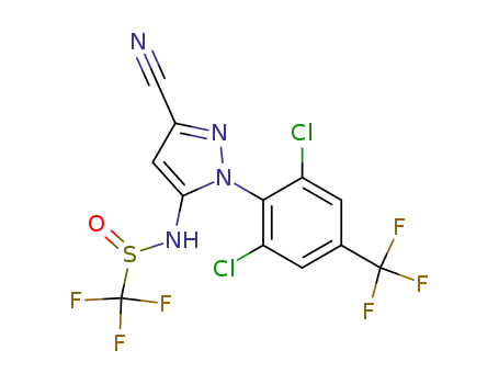 Molecular Structure of 169046-52-0 (Methanesulfinamide,
N-[3-cyano-1-[2,6-dichloro-4-(trifluoromethyl)phenyl]-1H-pyrazol-5-yl]-1,
1,1-trifluoro-)