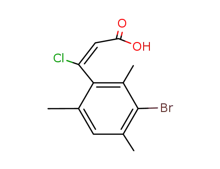 Molecular Structure of 195199-88-3 (2-Propenoic acid, 3-(3-bromo-2,4,6-trimethylphenyl)-3-chloro-, (E)-)