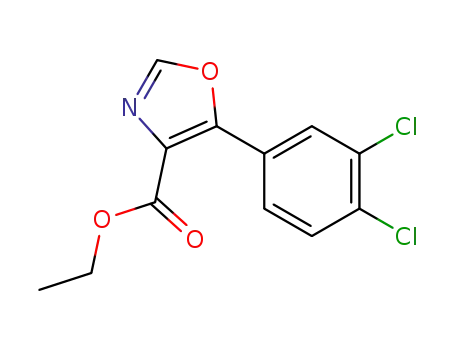 Molecular Structure of 127919-33-9 (4-Oxazolecarboxylic acid, 5-(3,4-dichlorophenyl)-, ethyl ester)