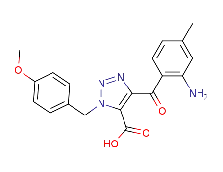 Molecular Structure of 170989-00-1 (4-(2-amino-4-methylbenzoyl)-1-(4-methoxybenzyl)-1,2,3-triazole-5-carboxylic acid)
