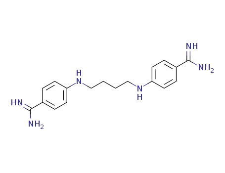 Molecular Structure of 125880-82-2 (4-[4-[(4-carbamimidoylphenyl)amino]butylamino]benzenecarboximidamide)