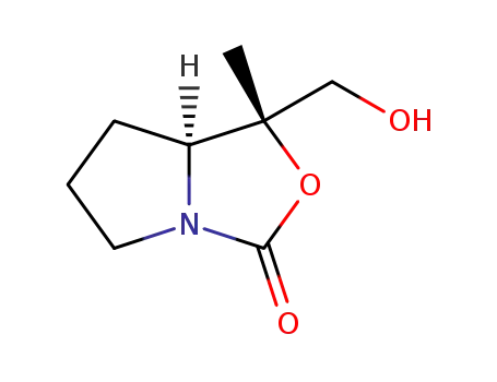 Molecular Structure of 123190-86-3 ((1R,7aS)-tetrahydro-1-methyl-1-(hydroxymethyl)-1H,3H-pyrrolo<1,2-c>oxazol-3-one)