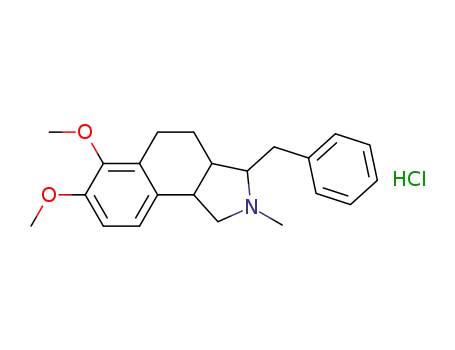 Molecular Structure of 140376-76-7 (1H-Benz[e]isoindole,
2,3,3a,4,5,9b-hexahydro-6,7-dimethoxy-2-methyl-3-(phenylmethyl)-,
hydrochloride)
