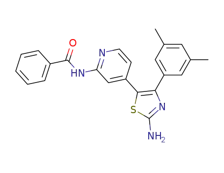 Molecular Structure of 303162-61-0 (Benzamide,
N-[4-[2-amino-4-(3,5-dimethylphenyl)-5-thiazolyl]-2-pyridinyl]-)