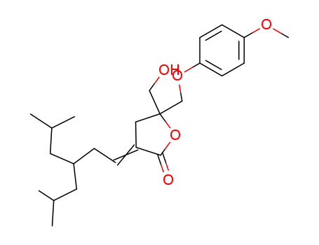 Molecular Structure of 388622-01-3 (2(3H)-Furanone,
dihydro-5-(hydroxymethyl)-5-[(4-methoxyphenoxy)methyl]-3-[5-methyl-3-(
2-methylpropyl)hexylidene]-)