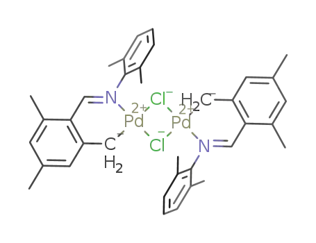 Molecular Structure of 849023-64-9 ([Pd(Cl)(κ2N,C-(2,6-dimethylphenyl)(2,4,6-trimethylbenzylidene)amine(-1H))]2)