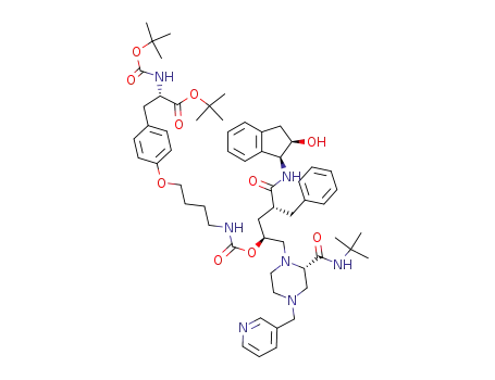 (S)-2-tert-Butoxycarbonylamino-3-(4-{4-[(1S,3R)-1-((S)-2-tert-butylcarbamoyl-4-pyridin-3-ylmethyl-piperazin-1-ylmethyl)-3-((1S,2R)-2-hydroxy-indan-1-ylcarbamoyl)-4-phenyl-butoxycarbonylamino]-butoxy}-phenyl)-propionic acid tert-butyl ester