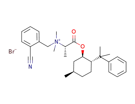 Molecular Structure of 1088481-89-3 (N-(2'-cyanobenzyl)-N,N-dimethyl-N-{(1S)-1-[(-)-8-phenylmenthyloxycarbonylethyl]}ammonium bromide)