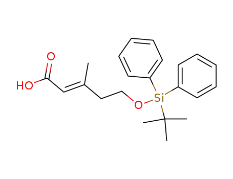 Molecular Structure of 82495-51-0 ((2E)-5-(tert-butyldiphenylsilyloxy)-3-methylpent-2-enoic acid)